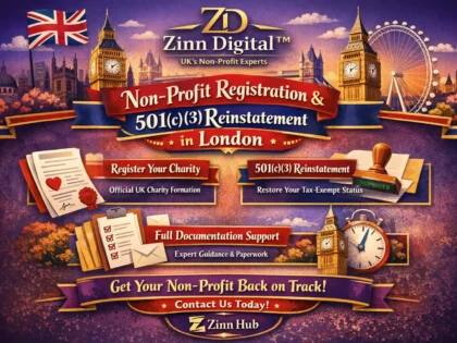 Non-profit registration and 501c3 tax-exempt status reinstatement in London
