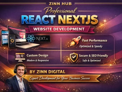 Professional React NextJS website development by Zinn Digital ™
