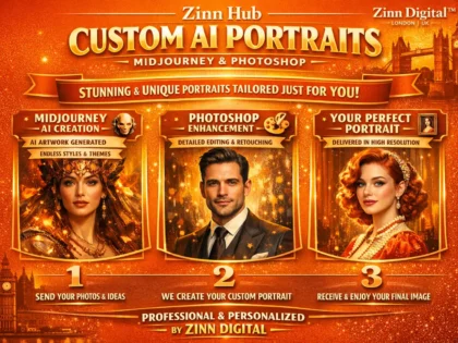 create custom ai portraits in midjourney and photoshop