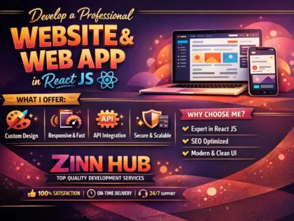 Develop a professional website and web app in React JS
