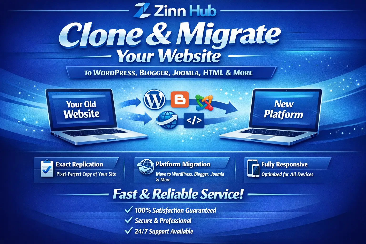 Clone And Migrate Web Website To Wordpress ,Blogger, Joomla, Html Ect 1 Clone And Migrate Web Website To Wordpress