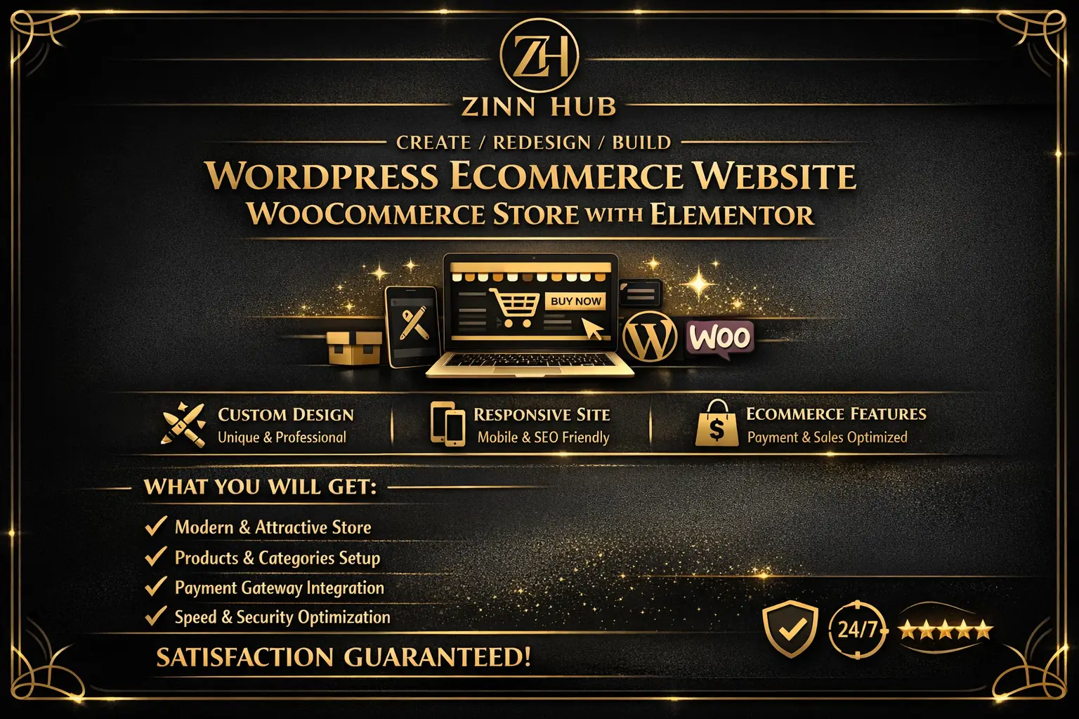 Create, Redesign, Build Wordpress Ecommerce Website, Woocommerce Store Elementor 1 Create