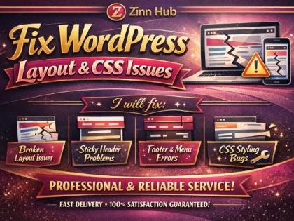 fix wordpress broken layout sticky header footer menu and CSS issue