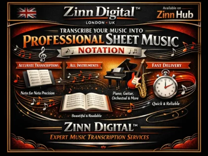 Transcribe music into professional sheet music notation