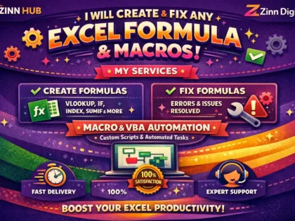create and fix any excel formula and macros