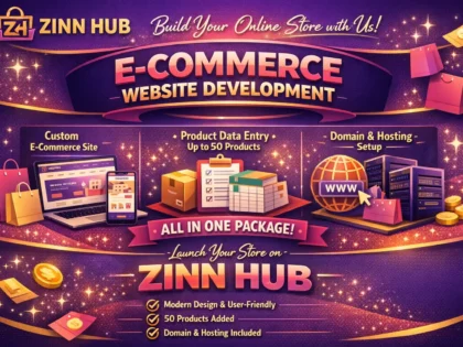 develop ecommerce web including data entry upto 50 products with domain hosting