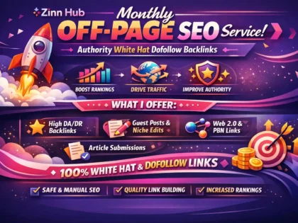do monthly off page SEO service using authority white hat dofollow backlink