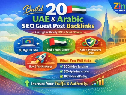 build 20 uae or arabic seo guest post backlink on high authority website