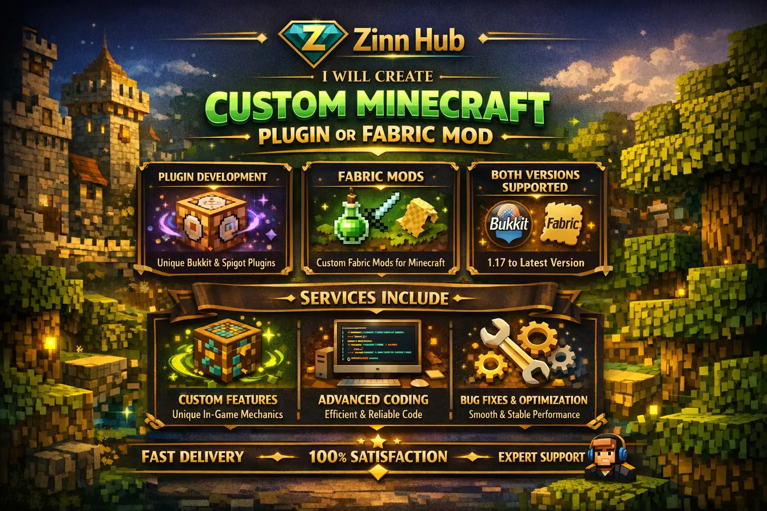 Create Custom Minecraft Plugin Or Fabric Mod 1 Create Custom Minecraft Plugin Or Fabric Mod