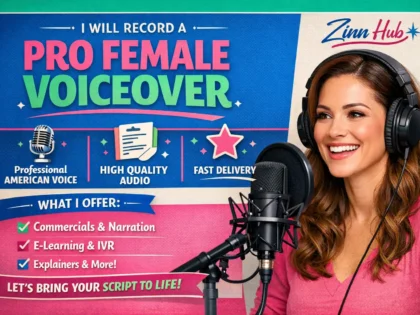record a pro american female voiceover