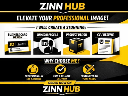 create a professional business card linkedin profile product design or cv resume