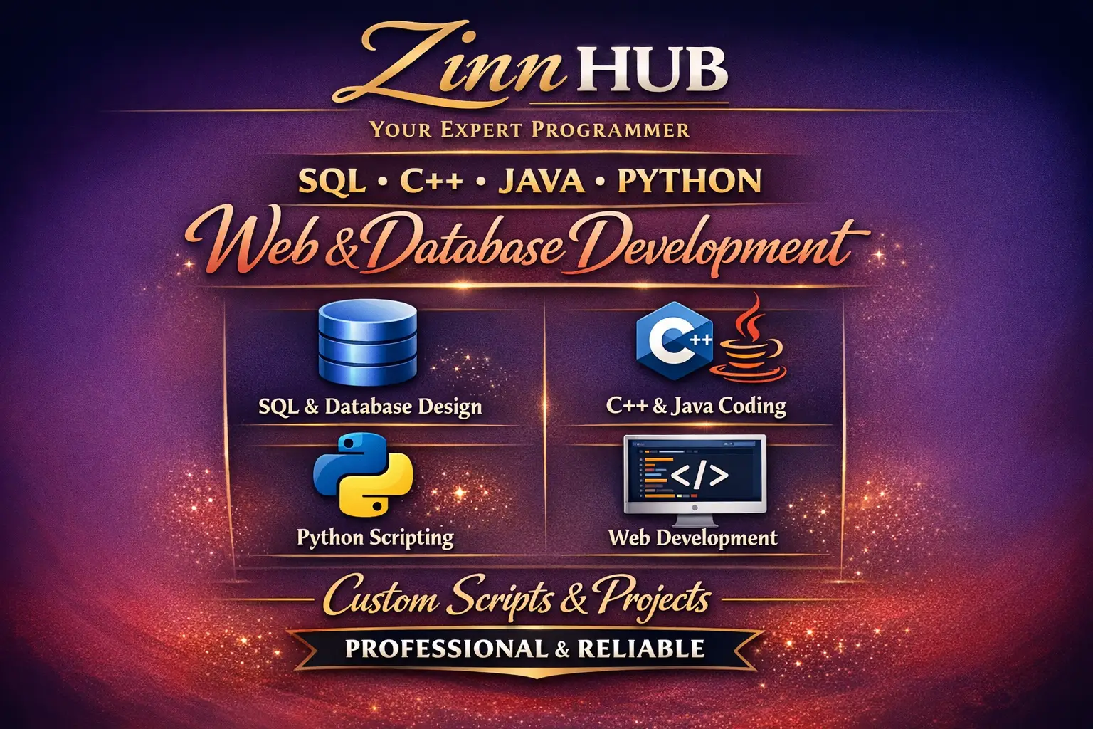 Be Sql Cpp Java Python Web Database Programming Script Project Developer 1 Be Sql Cpp Java Python Web Database Programming Script Project Developer