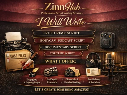 write true crime script bodycam podcast script documentary script youtube script