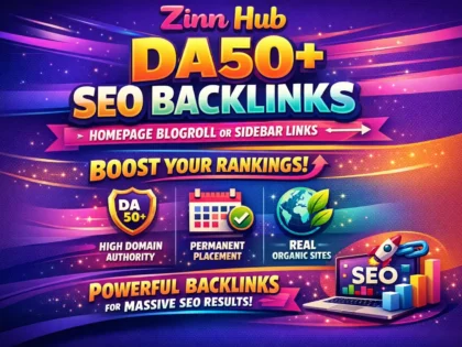 create da50 plus SEO backlinks homepage blogroll or sidebar