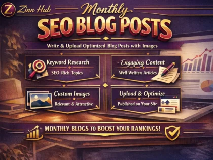 write and upload monthly SEO blog posts with images