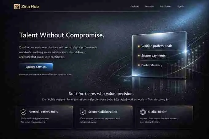 Zinn Hub Landing Page Concept By Temi_Ui - Main Design