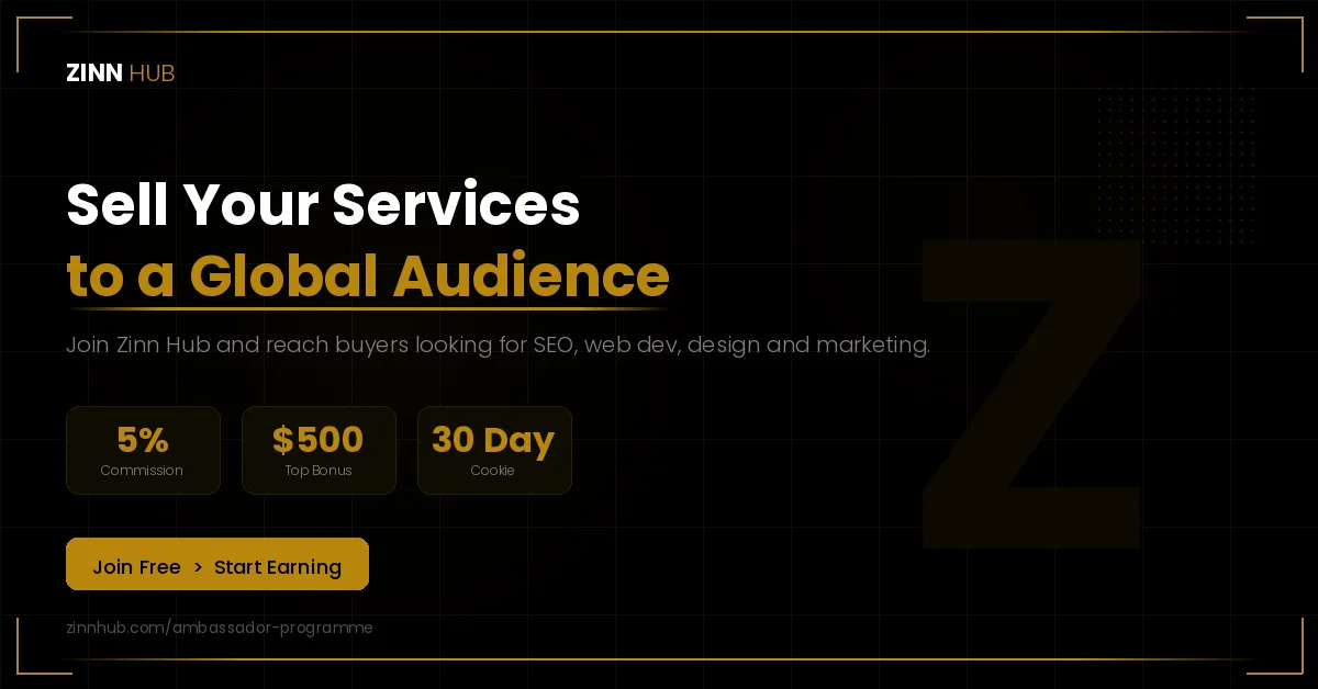 Sell your services to a global audience on Zinn Hub — the freelance marketplace for digital professionals