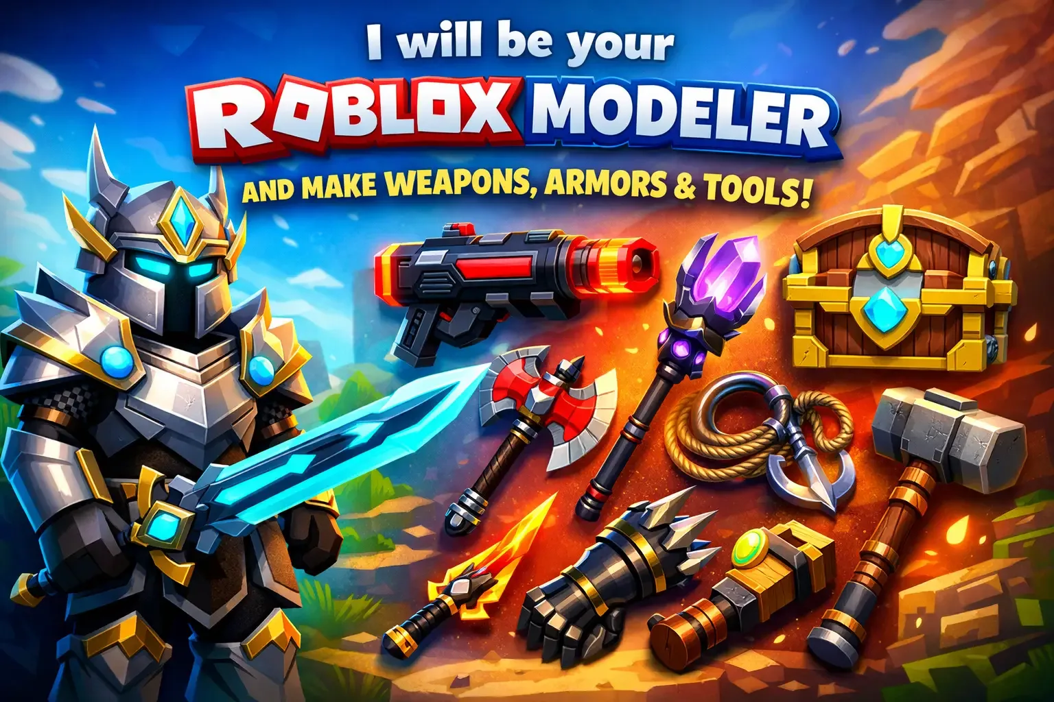 I Will Create Custom Roblox 3D Armor Sets And Weapons In Low, Mid, Or High Poly 1 I Will Create Custom Roblox 3D Armor Sets And Weapons In Low, Mid, Or High Poly