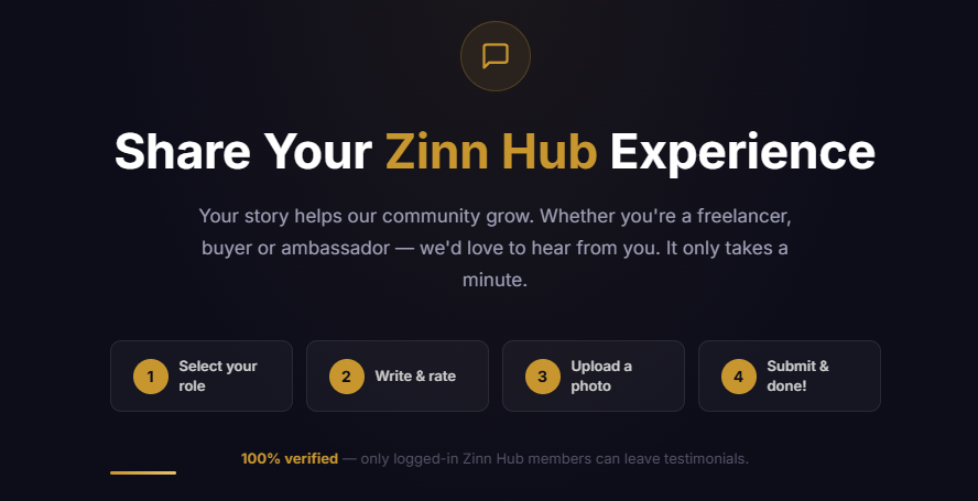 Leave A Testimonial | Share Your Zinn Hub Experience