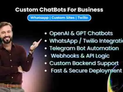 I will create a custom AI chatbot for WhatsApp, Instagram, Telegram, and web platforms
