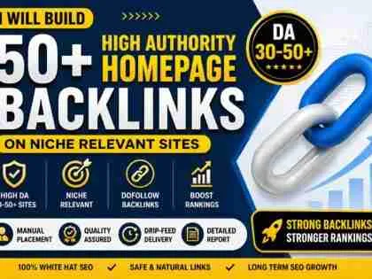 I will build 50 to 150 high authority DA 30-50+ homepage backlinks on niche relevant sites