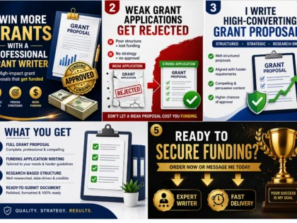 I will do Professional Grant Writing Services, Grant Proposals & Funding Applications
