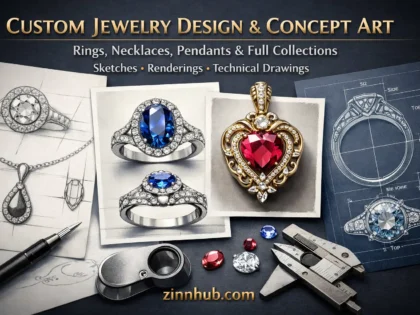 I Will Design Custom Jewelry Sketches, Rings, Necklaces & Pendants With Manufacturing Guides