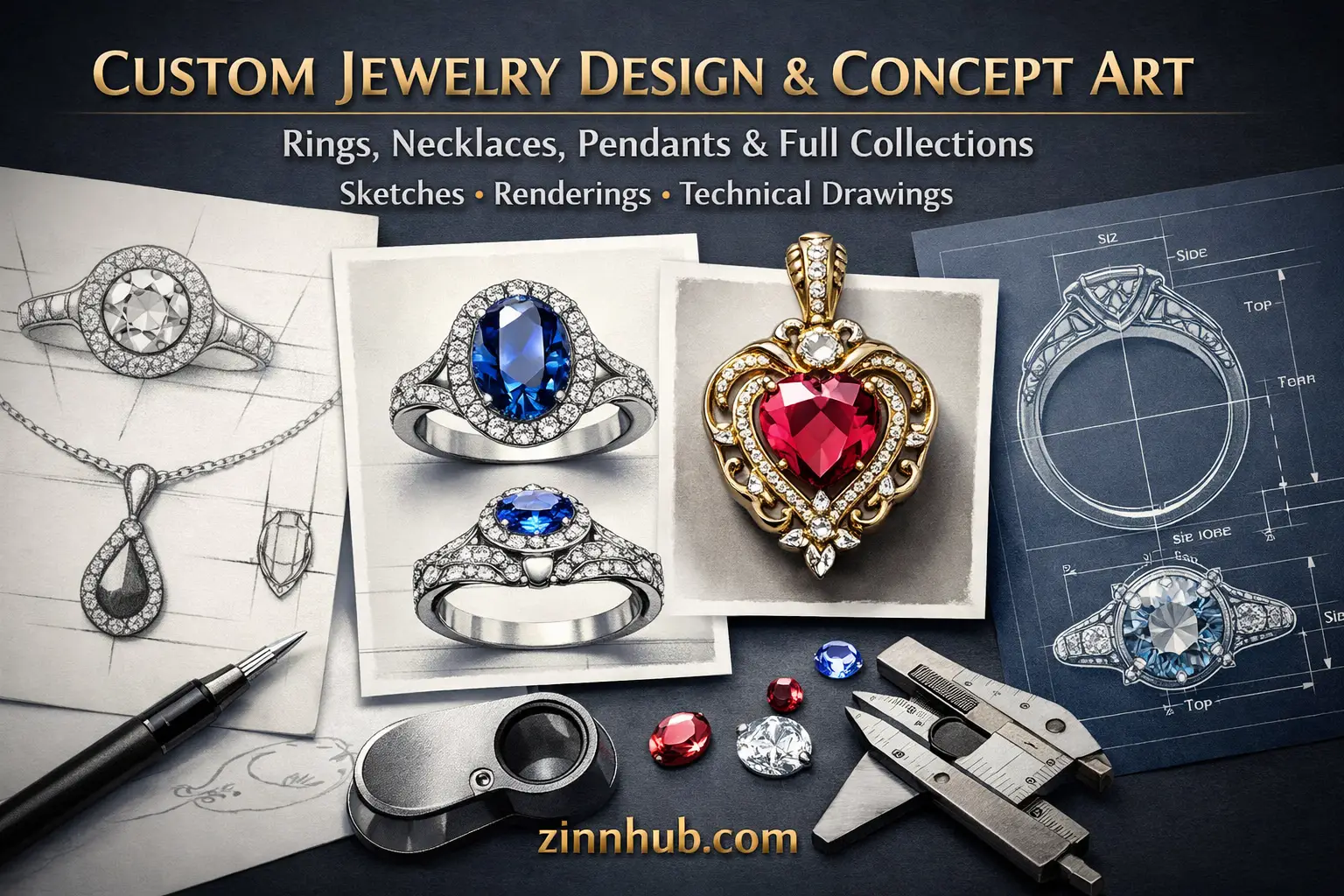 I Will Design Custom Jewelry Sketches, Rings, Necklaces &Amp; Pendants With Manufacturing Guides 1 I Will Design Custom Jewelry Sketches, Rings, Necklaces &Amp; Pendants With Manufacturing Guides