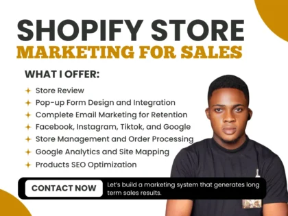 I will create a complete Shopify marketing strategy with email, SEO, and social media setup to boost store sales