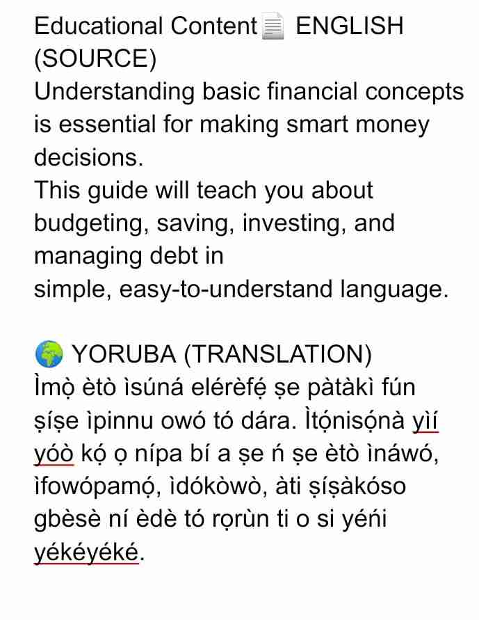 Professional English to Yoruba Translation and Transcription