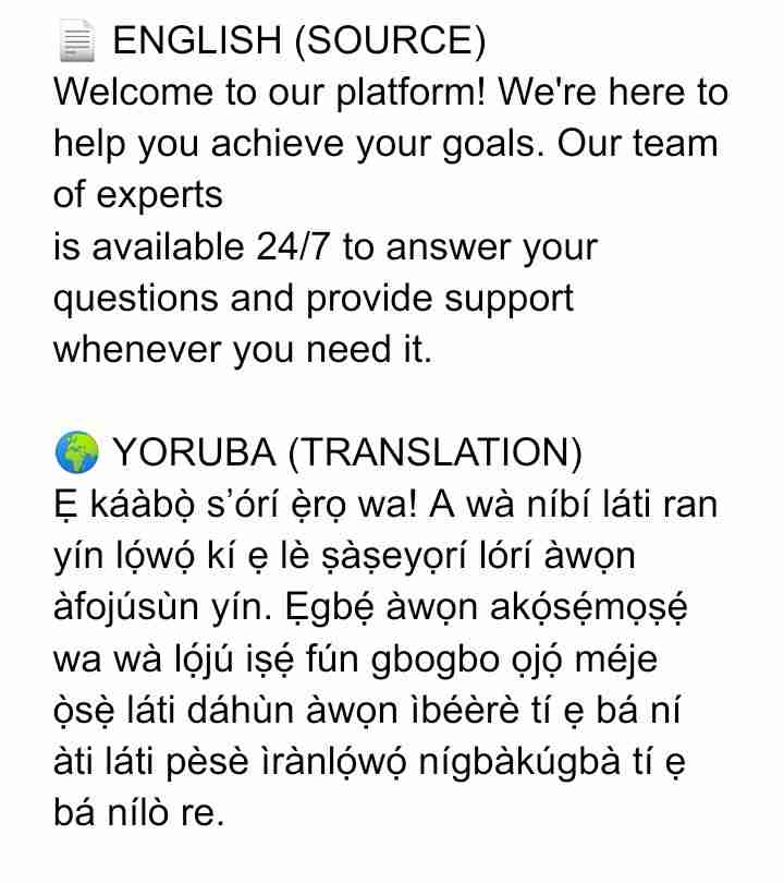 Professional English to Yoruba Translation and Transcription