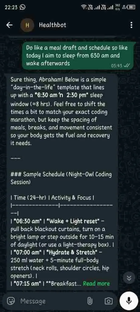 WhatsApp Health Bot – Symptom Tracking & Daily Check-Ins for Coaches/Clinics