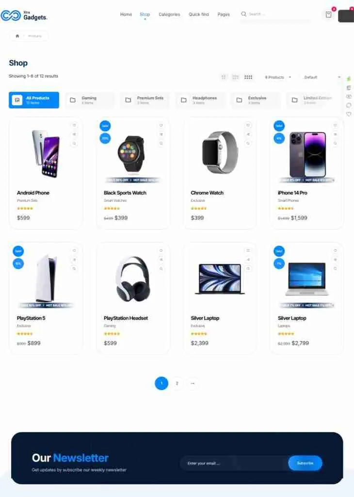 Premium Gadget Store web design