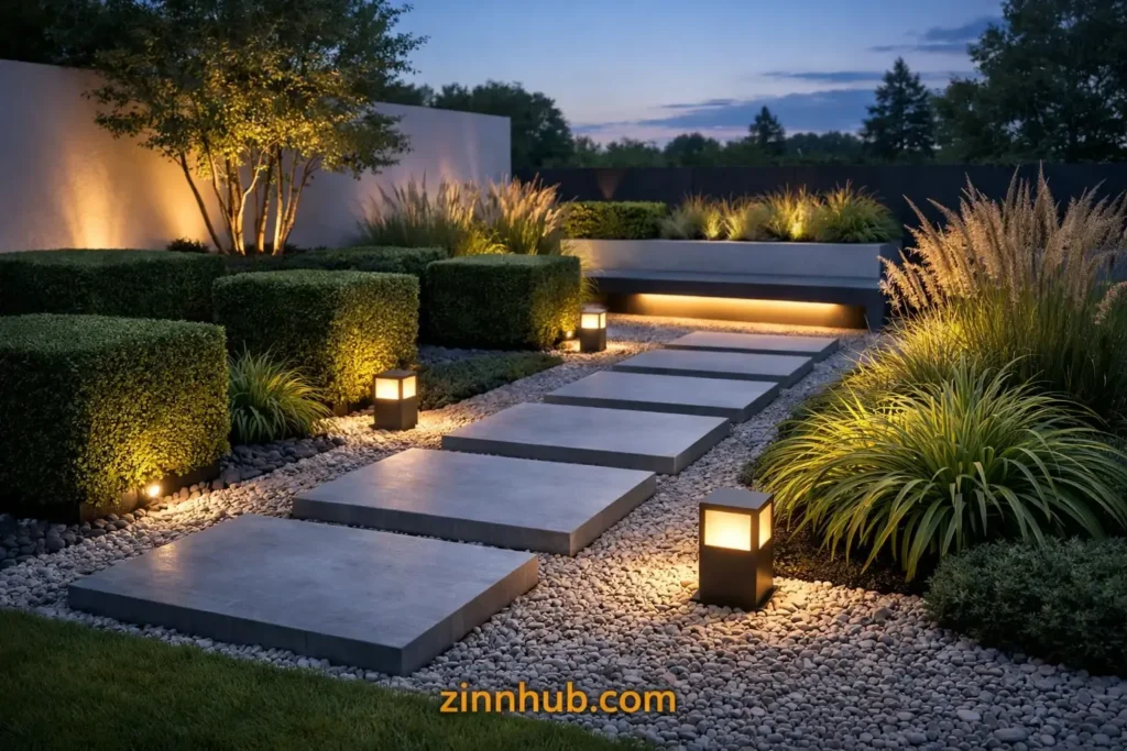 Modern Minimalist Garden — 3D Photorealistic Rendering