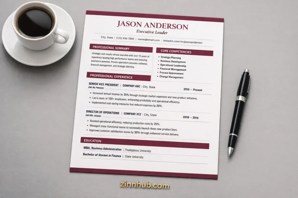 Executive Resume for Senior Business Leader
