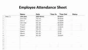 Employee attendance sheet