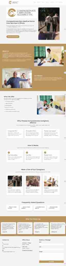 A Landing page for an adult care center in Illinois