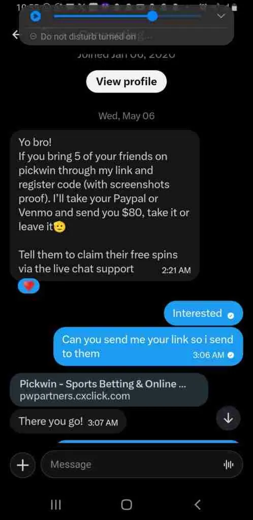 Shilling for a betting site