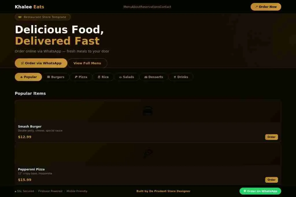Restaurants menu-whatsapp ordering system