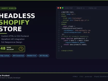 I will build a headless Shopify store with a custom html and css frontend in 48 hours