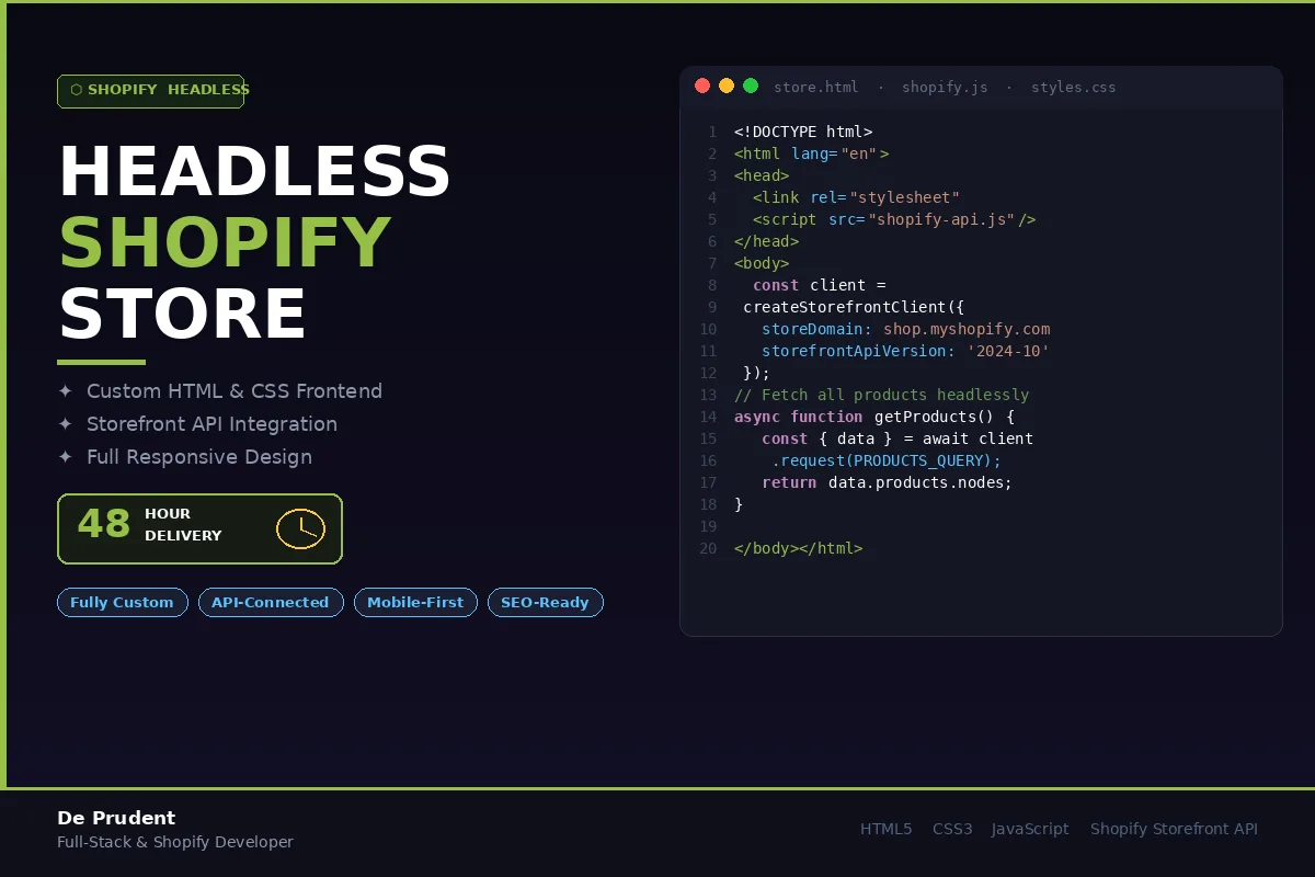 I Will Build A Headless Shopify Store With A Custom Html And Css Frontend In 48 Hours 1 I Will Build A Headless Shopify Store With A Custom Html And Css Frontend In 48 Hours