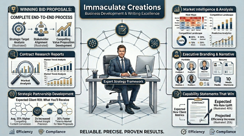 I will make and design contract research,bid winning proposals and capability statement