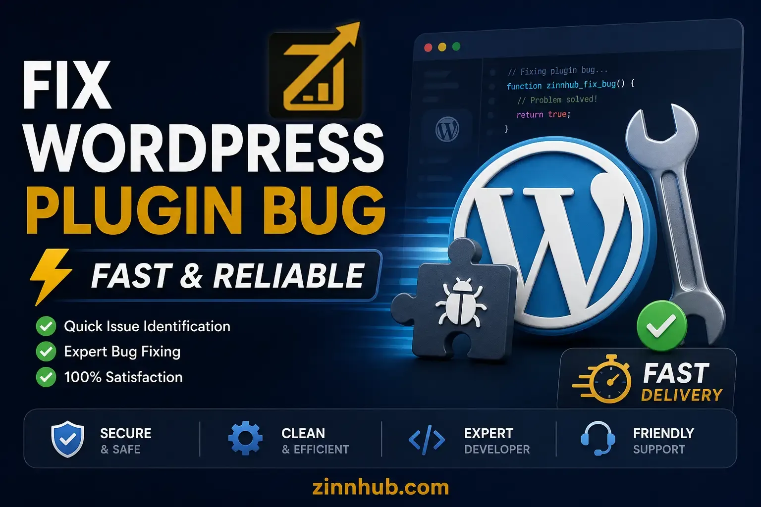 I Will Fix One Bug Or Issue In Your Wordpress Plugin 1 I Will Fix One Bug Or Issue In Your Wordpress Plugin — Available On Zinn Hub