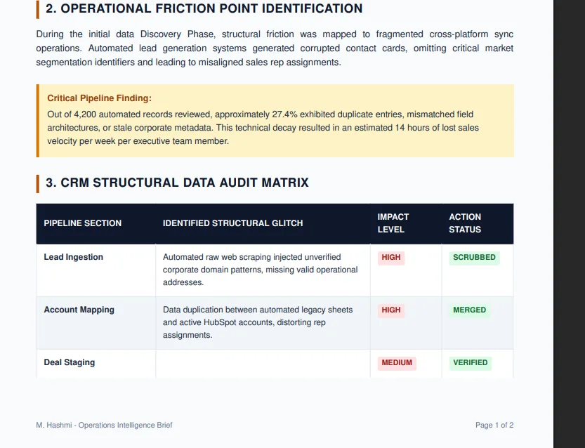 Executive CRM Data Audit & Workflow Optimization