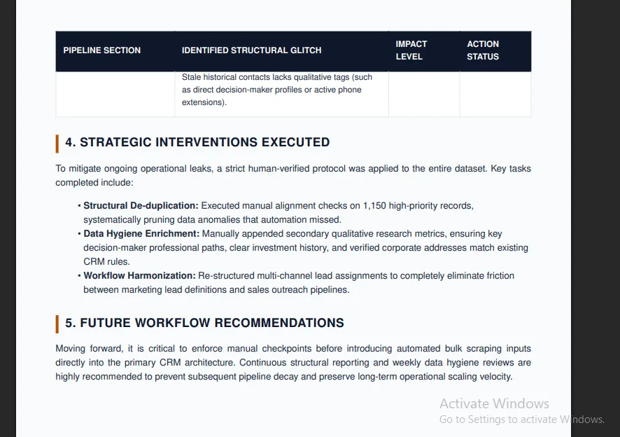 Executive CRM Data Audit & Workflow Optimization
