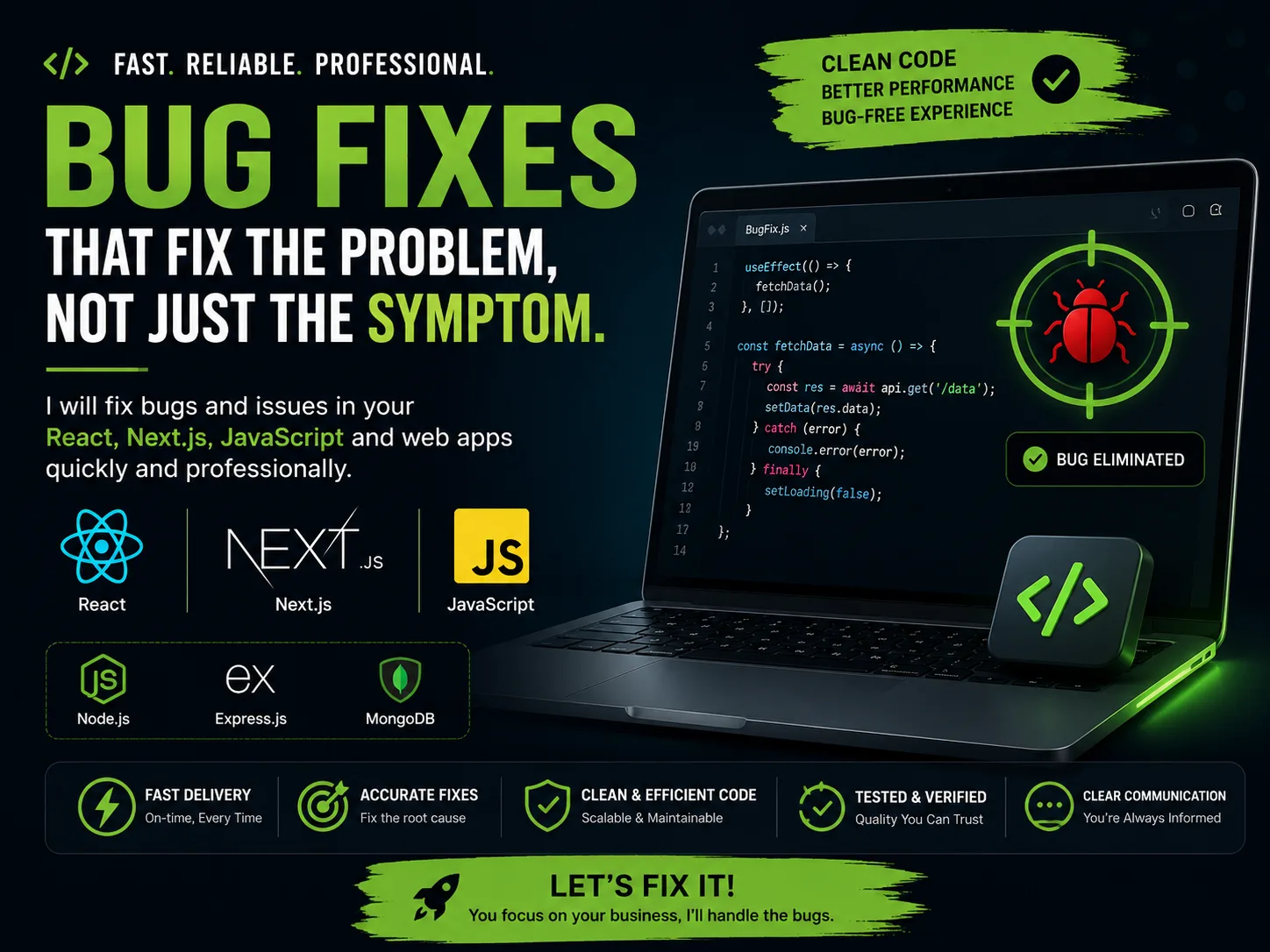 I Will Fix React.js Bug Or Debug Javascript Error 1 I Will Fix React.js Bug Or Debug Javascript Error — Available On Zinn Hub