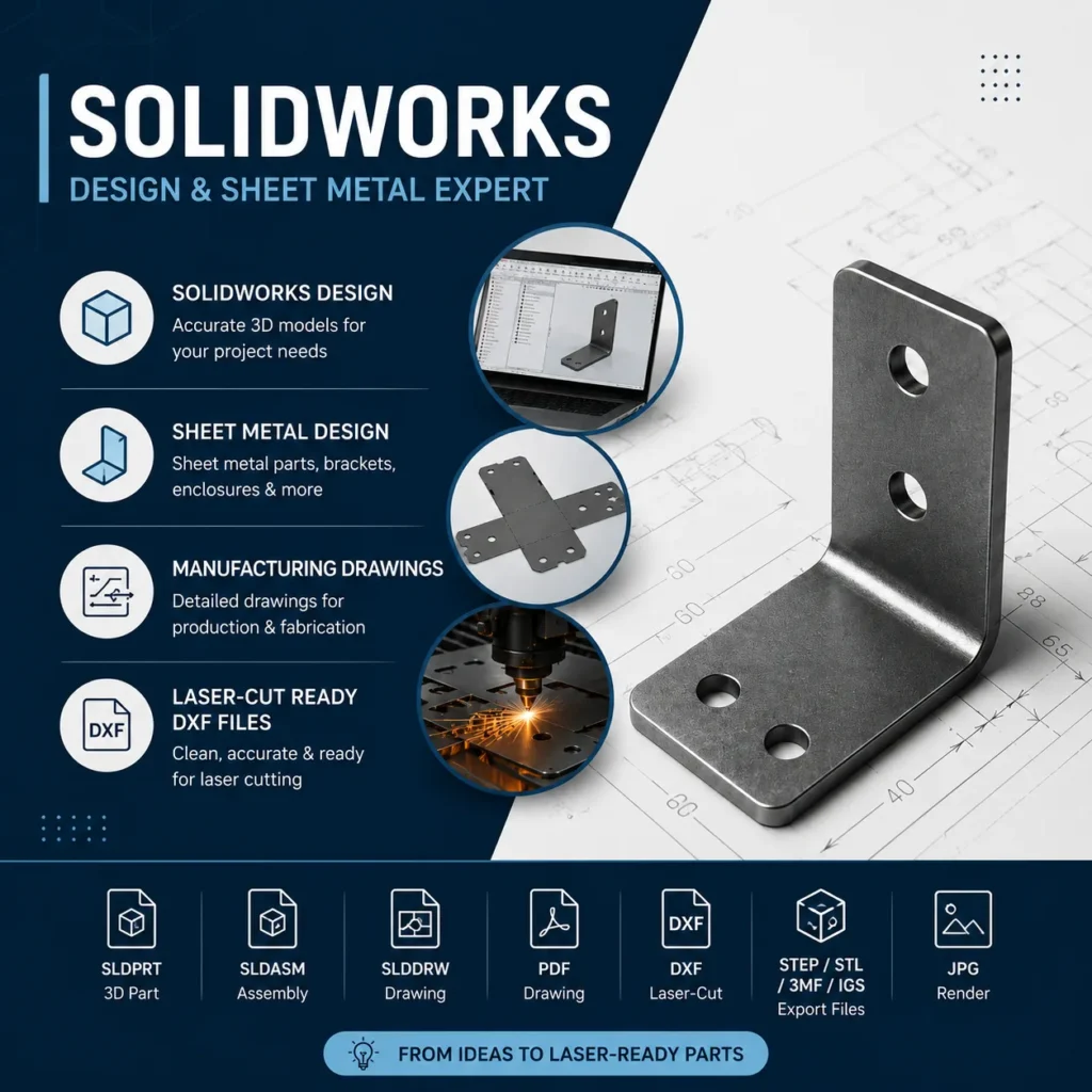 I will create sheet metal designs and flat patterns