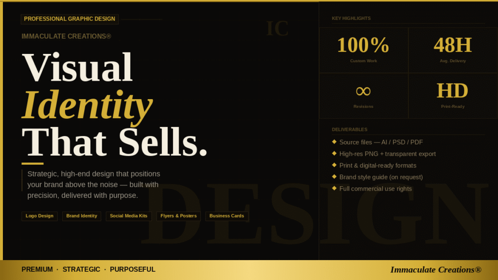 I will design a premium, strategic brand identity and visual assets that make your business impossible to ignore
