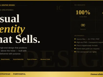 I will design a premium, strategic brand identity and visual assets that make your business impossible to ignore — available on Zinn Hub