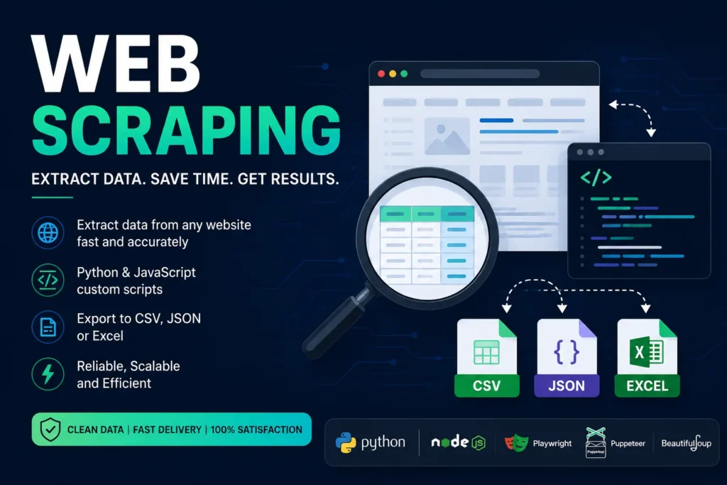 Verileri CSV ve JSON formatına &ccedil;ıkarmak i&ccedil;in JavaScript web kazıma betikleri geliştireceğim